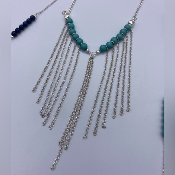 Icing Old Stock Blue Teal Boho Style Layered Necklace - Picture 4 of 10